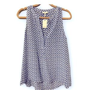 JOIE Blue/White Aruna Silk Sailboat-print Sleeveless Blouse Top~M